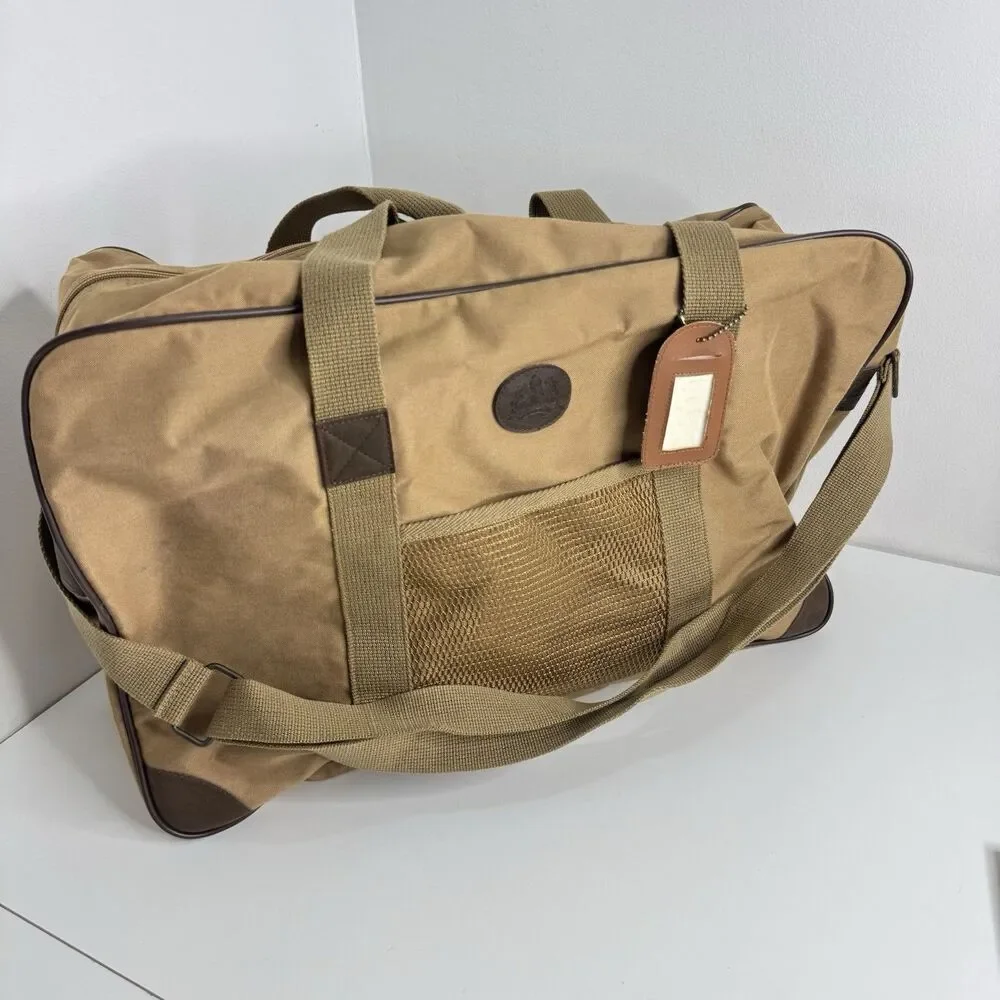 Vtg Polo Ralph Lauren Tan Canvas Weekender Shoulder Strap Double Handles Bag